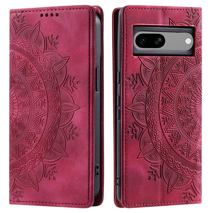 For Google Pixel 7a PU Leather Case Anti-Scratch Magnetic Imprinted Phone Cover with Wallet Design