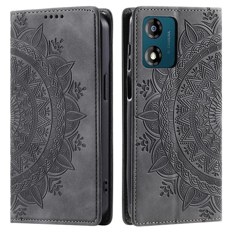 For Motorola Moto E13 4G Case PU Leather Magnetic Imprinted Stand Phone Protector