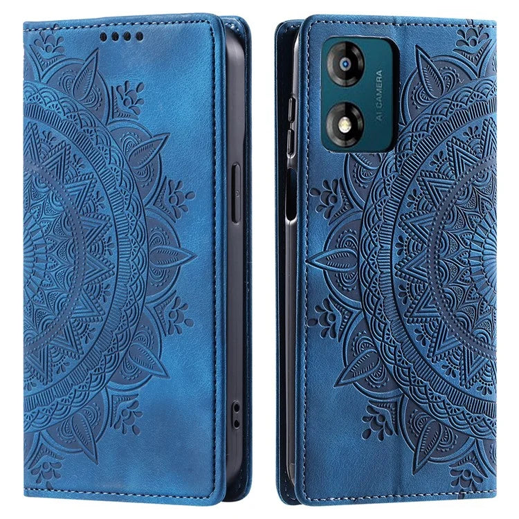 For Motorola Moto E13 4G Case PU Leather Magnetic Imprinted Stand Phone Protector