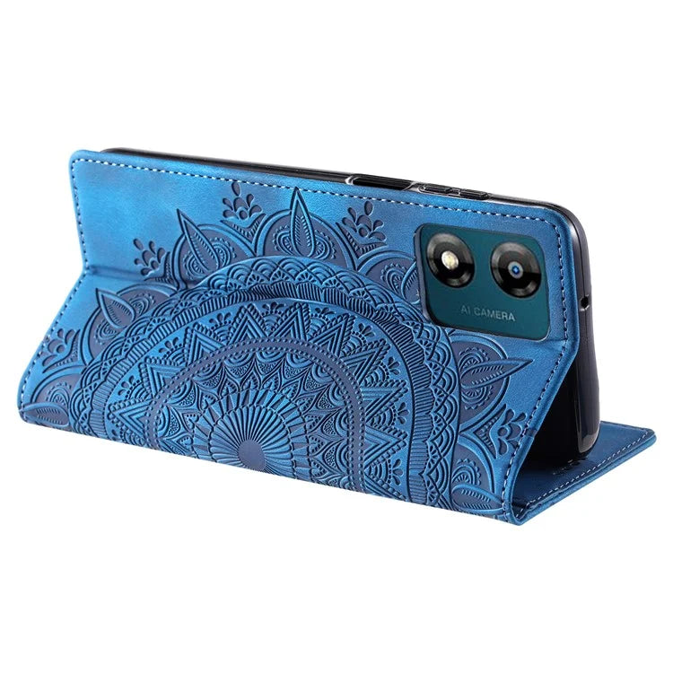 For Motorola Moto E13 4G Case PU Leather Magnetic Imprinted Stand Phone Protector