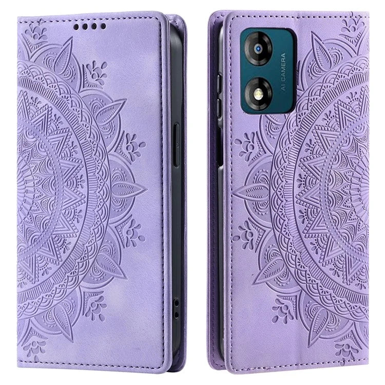 For Motorola Moto E13 4G Case PU Leather Magnetic Imprinted Stand Phone Protector