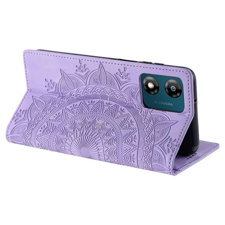For Motorola Moto E13 4G Case PU Leather Magnetic Imprinted Stand Phone Protector