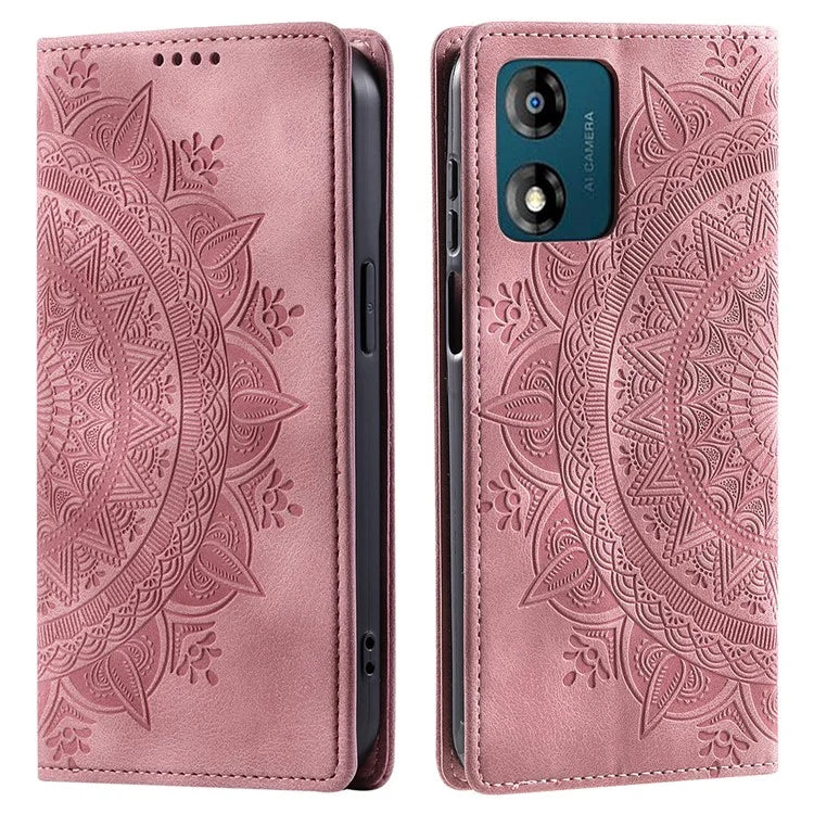 For Motorola Moto E13 4G Case PU Leather Magnetic Imprinted Stand Phone Protector