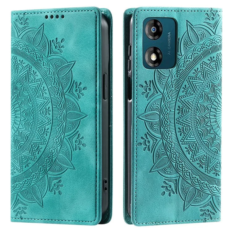 For Motorola Moto E13 4G Case PU Leather Magnetic Imprinted Stand Phone Protector