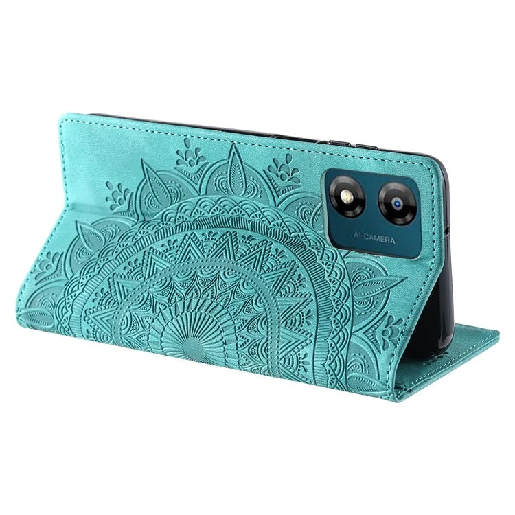 For Motorola Moto E13 4G Case PU Leather Magnetic Imprinted Stand Phone Protector