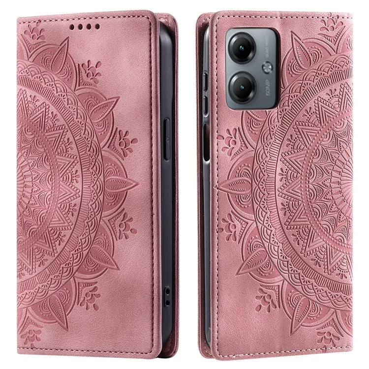 Stand Phone Cover for Motorola Moto G14 4G Case PU Leather Magnetic Imprinted Protector
