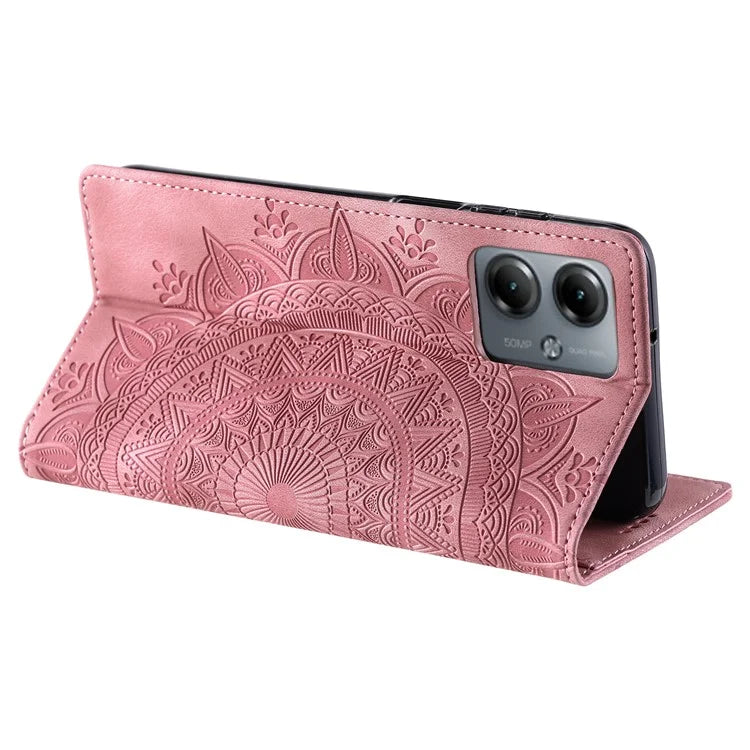 Stand Phone Cover for Motorola Moto G14 4G Case PU Leather Magnetic Imprinted Protector