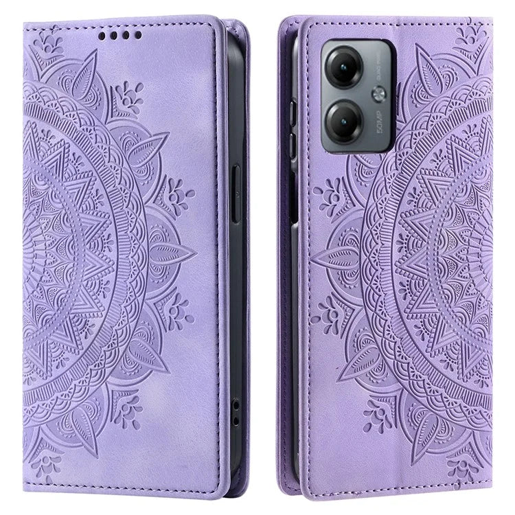 Stand Phone Cover for Motorola Moto G14 4G Case PU Leather Magnetic Imprinted Protector