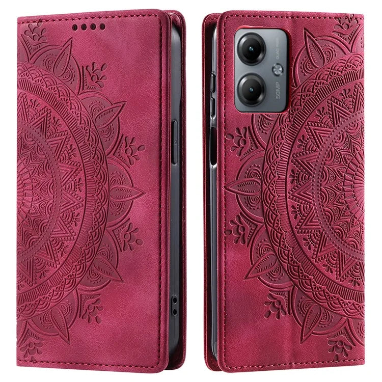 Stand Phone Cover for Motorola Moto G14 4G Case PU Leather Magnetic Imprinted Protector