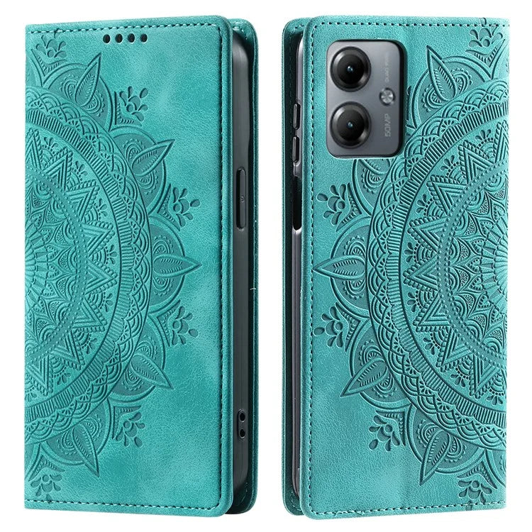 Stand Phone Cover for Motorola Moto G14 4G Case PU Leather Magnetic Imprinted Protector