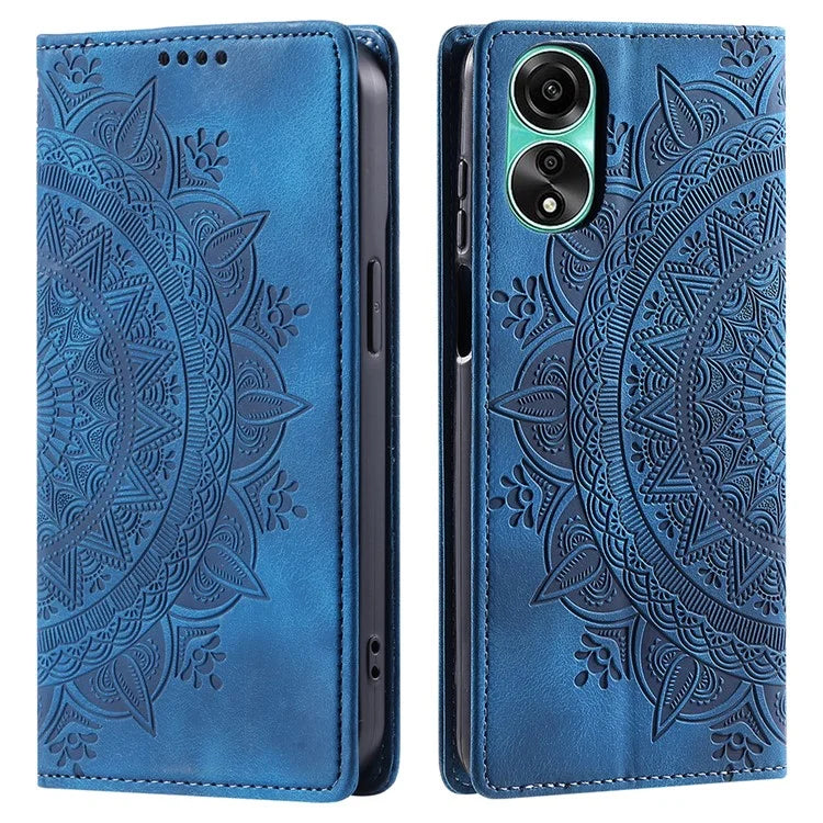 For Oppo A78 4G Case Magnetic Auto Closing Imprint Stand Phone Cover