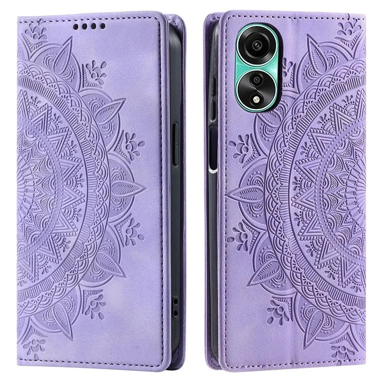 For Oppo A78 4G Case Magnetic Auto Closing Imprint Stand Phone Cover