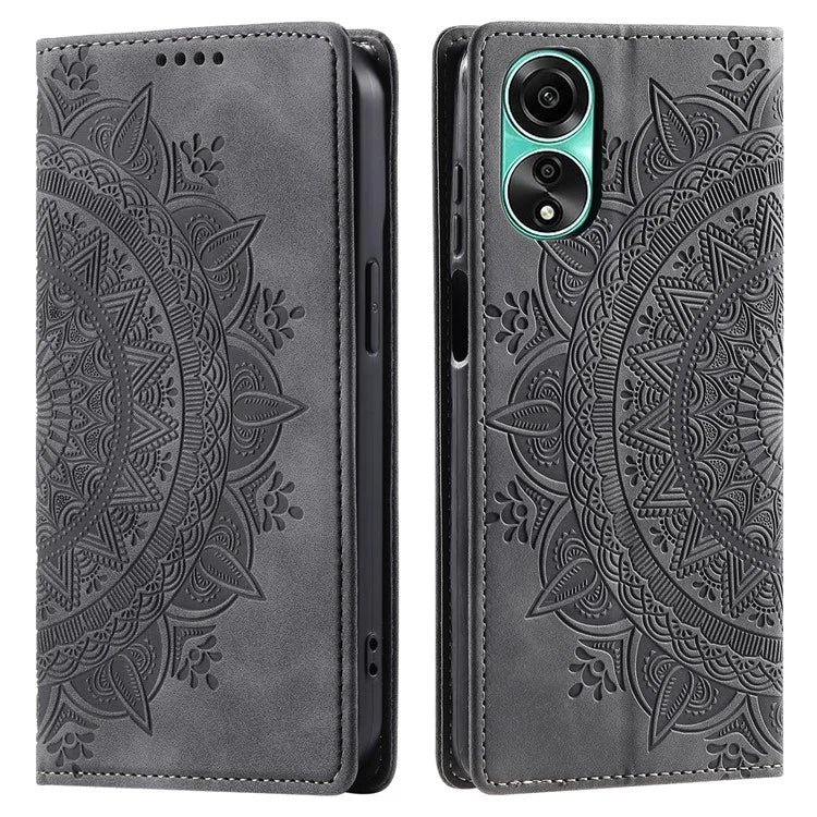 For Oppo A78 4G Case Magnetic Auto Closing Imprint Stand Phone Cover