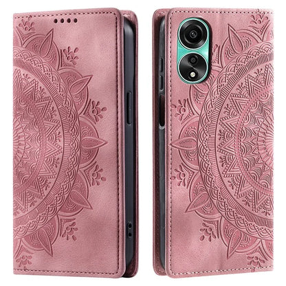 For Oppo A78 4G Case Magnetic Auto Closing Imprint Stand Phone Cover