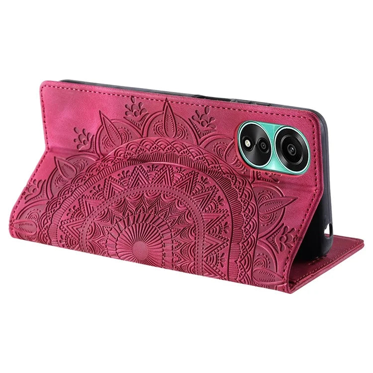 For Oppo A78 4G Case Magnetic Auto Closing Imprint Stand Phone Cover