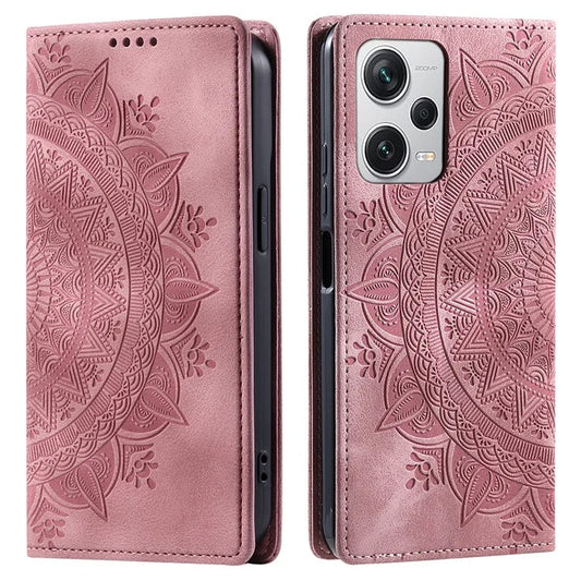 For Xiaomi Redmi Note 12 Pro+ 5G Case Imprinted Mandala Flower Scratch-resistant Phone Protector Gold