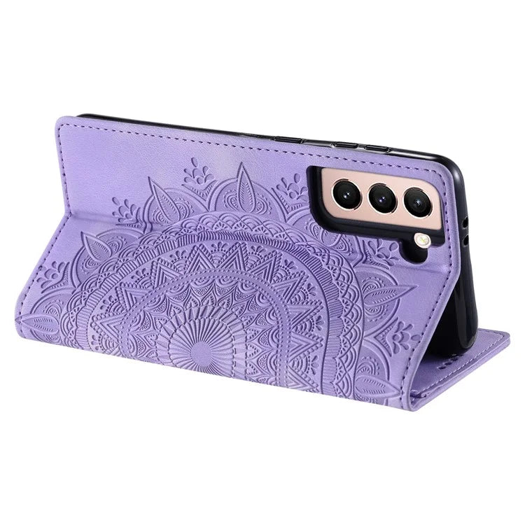 For Samsung Galaxy S21 FE 5G Case PU Leather Imprinted Wallet Stand Phone Cover