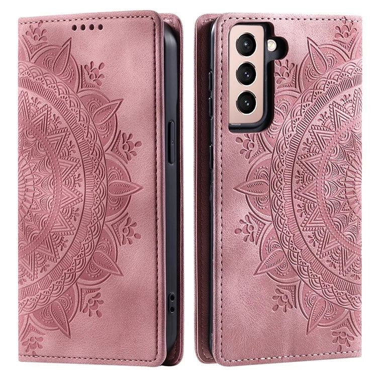 For Samsung Galaxy S21 FE 5G Case PU Leather Imprinted Wallet Stand Phone Cover