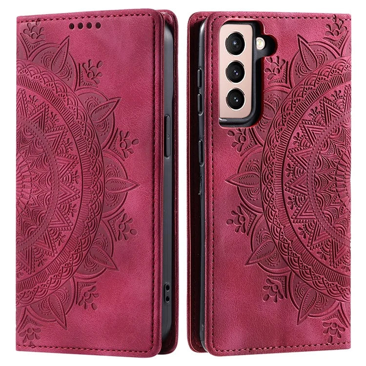 For Samsung Galaxy S21 FE 5G Case PU Leather Imprinted Wallet Stand Phone Cover