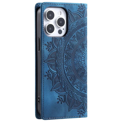 For iPhone 15 Pro Max Case Stand Phone Cover PU Leather Magnetic Imprinted Shell
