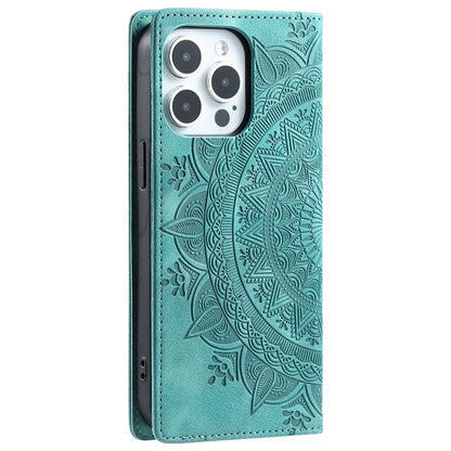 For iPhone 15 Pro Max Case Stand Phone Cover PU Leather Magnetic Imprinted Shell