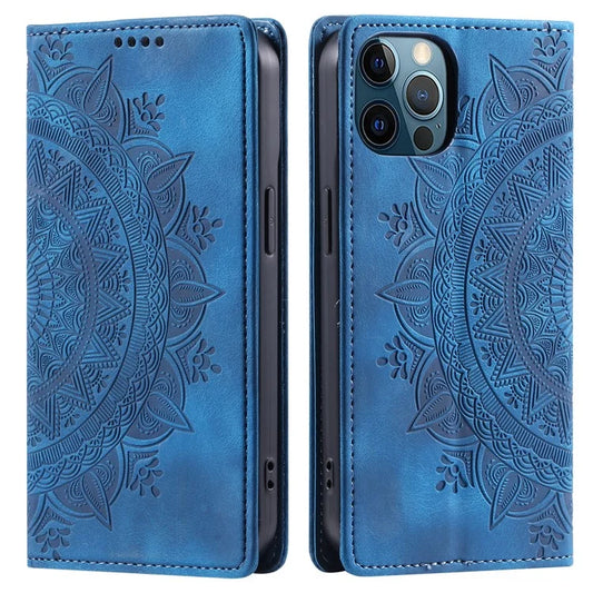 PU Leather Phone Shell for iPhone 12 Pro Case Magnetic Imprinted Stand Phone Cover