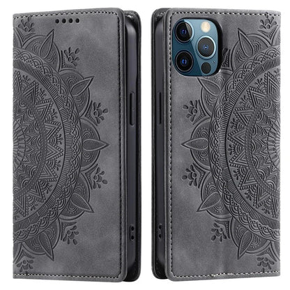 For iPhone 12 Pro Max Case PU Leather Magnetic Imprinted Stand Phone Cover