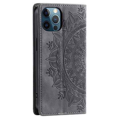 For iPhone 12 Pro Max Case PU Leather Magnetic Imprinted Stand Phone Cover