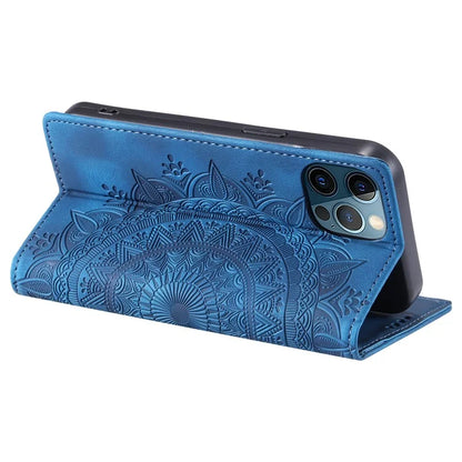 For iPhone 12 Pro Max Case PU Leather Magnetic Imprinted Stand Phone Cover