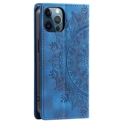 For iPhone 12 Pro Max Case PU Leather Magnetic Imprinted Stand Phone Cover