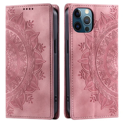 For iPhone 12 Pro Max Case PU Leather Magnetic Imprinted Stand Phone Cover