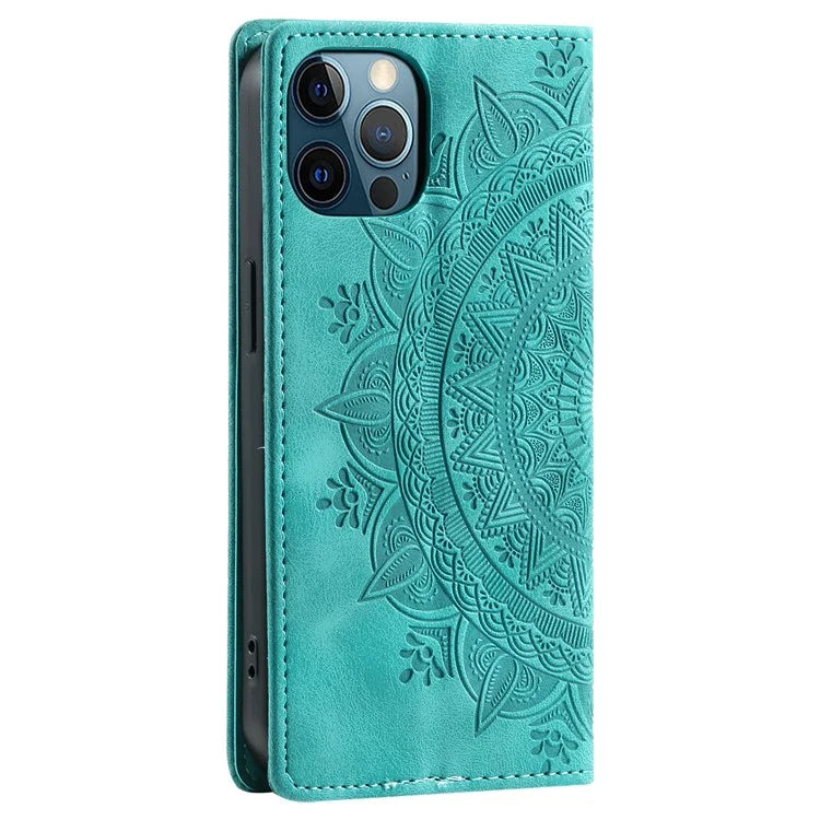 For iPhone 12 Pro Max Case PU Leather Magnetic Imprinted Stand Phone Cover