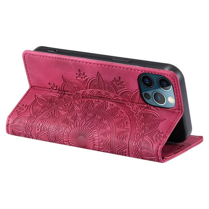 For iPhone 12 Pro Max Case PU Leather Magnetic Imprinted Stand Phone Cover