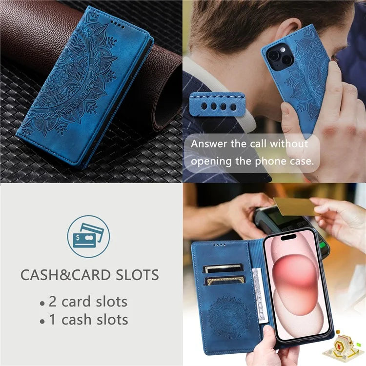 For iPhone 13 Case Magnetic Imprinted Stand PU Leather Phone Cover