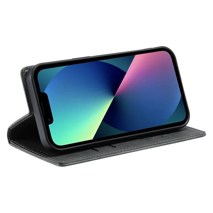 For iPhone 13 Case Magnetic Imprinted Stand PU Leather Phone Cover