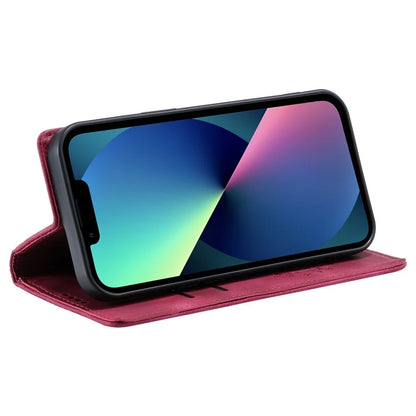 For iPhone 13 Case Magnetic Imprinted Stand PU Leather Phone Cover