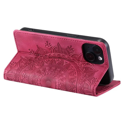 For iPhone 13 Case Magnetic Imprinted Stand PU Leather Phone Cover