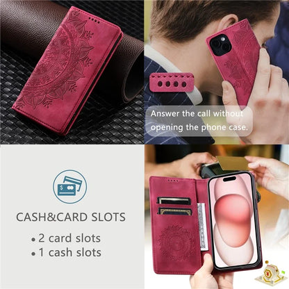 For iPhone 13 Case Magnetic Imprinted Stand PU Leather Phone Cover