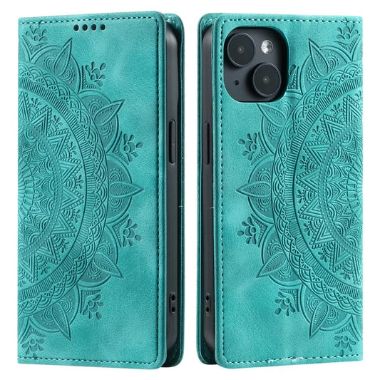 For iPhone 13 Case Magnetic Imprinted Stand PU Leather Phone Cover