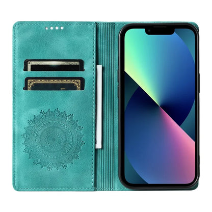 For iPhone 13 Case Magnetic Imprinted Stand PU Leather Phone Cover