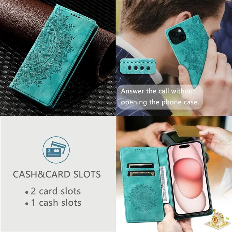 For iPhone 13 Case Magnetic Imprinted Stand PU Leather Phone Cover