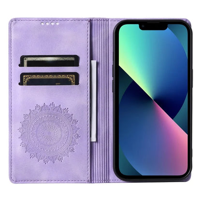 For iPhone 13 Case Magnetic Imprinted Stand PU Leather Phone Cover