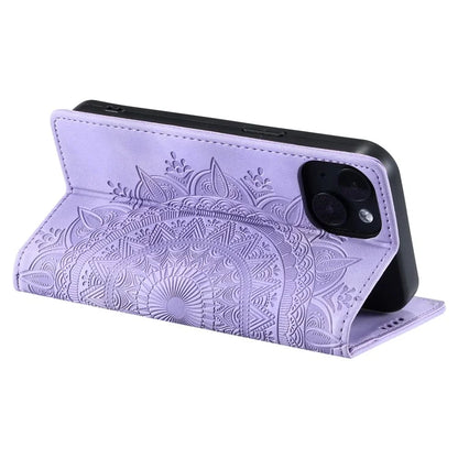 For iPhone 13 Case Magnetic Imprinted Stand PU Leather Phone Cover