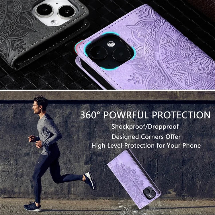 For iPhone 13 Case Magnetic Imprinted Stand PU Leather Phone Cover