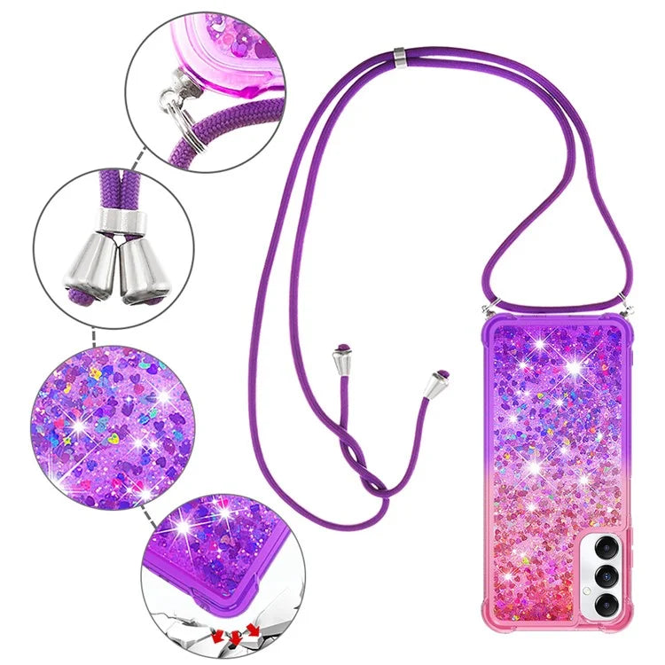 YB Quicksand Series-6 for Samsung Galaxy A05s 4G Case Liquid Gradient Phone Cover with Lanyard