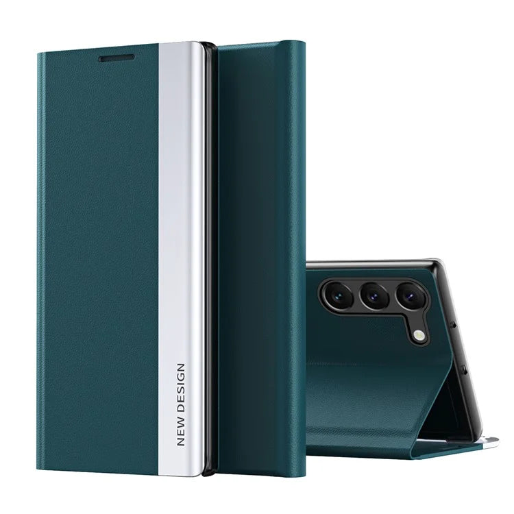 For Samsung Galaxy S24+ Case Electroplating Leather Phone Cover with Stand