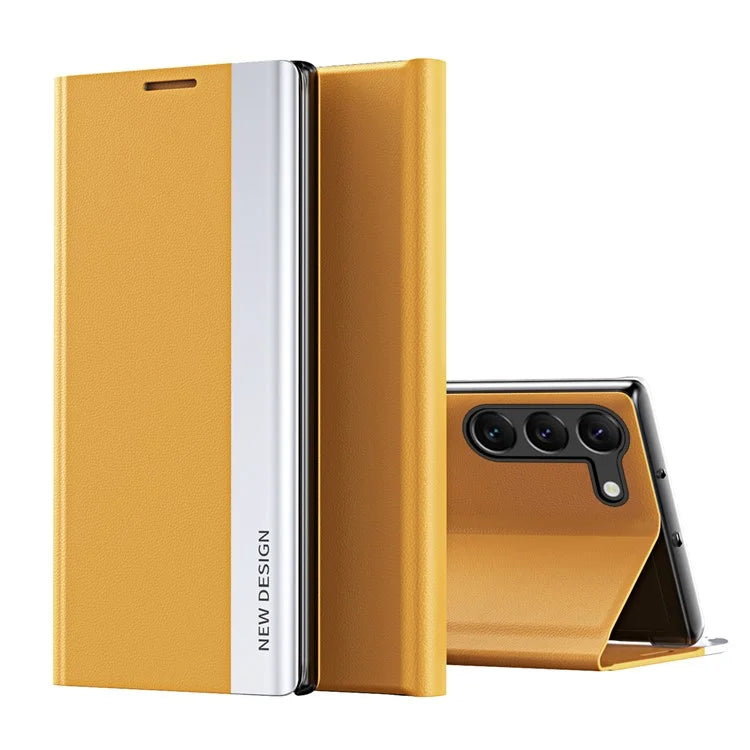 For Samsung Galaxy S24+ Case Electroplating Leather Phone Cover with Stand
