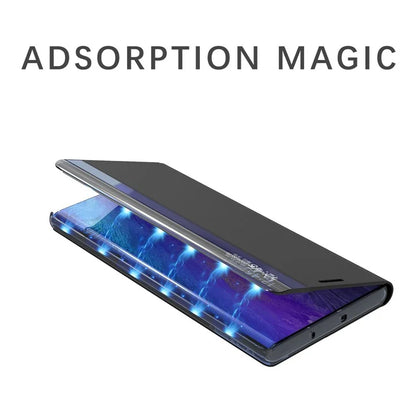 For Samsung Galaxy S24+ Case View Window Anti-scratch PU Leather Flip Stand Phone Cover- Sapphire