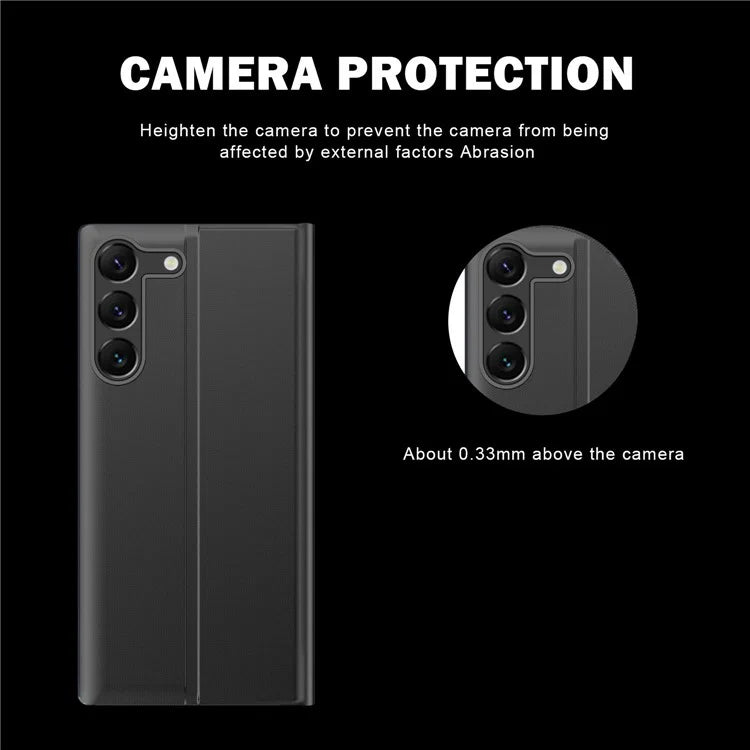 For Samsung Galaxy S24+ Case View Window Anti-scratch PU Leather Flip Stand Phone Cover- Sapphire