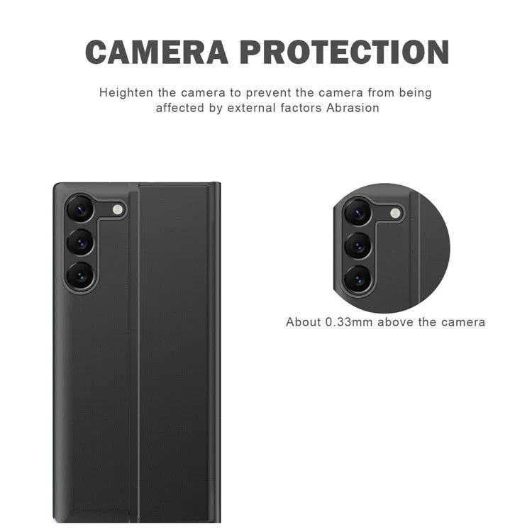 For Samsung Galaxy S24+ Case View Window Anti-scratch PU Leather Flip Stand Phone Cover- Sapphire